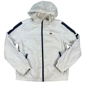 Levi's Retro Varsity Jacket Mens Large White Full Zip Spell Out Logo Sleeve Logo